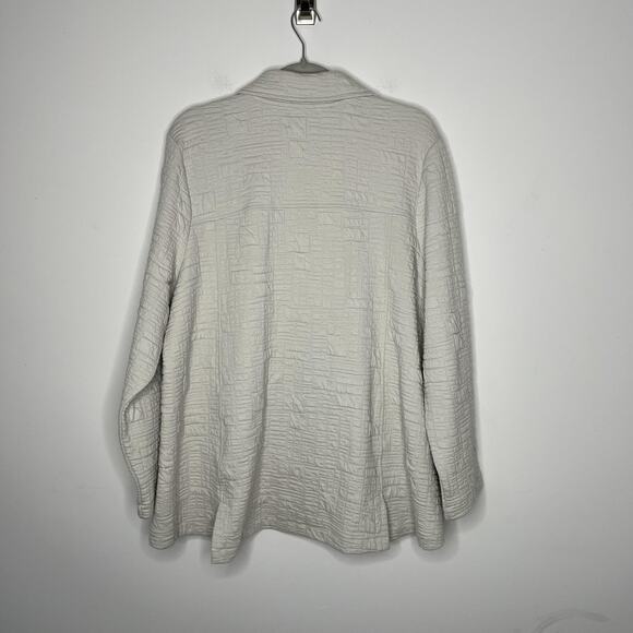 Habitat Jacket Womens XL Cream Textured Pucker  Collared Snap Buttons Pockets - Picture 2 of 13